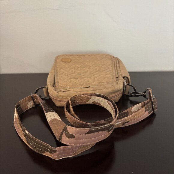 Lug Flapper Light Gold Tan Quilted Nylon Camo Strap Convertible Crossbody - Picture 6 of 15